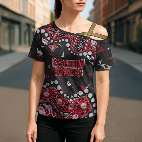Personalized Essendon Bombers Cross Shoulder Shirt Aboriginal Pattern with Graffiti Style