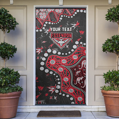 Personalized Essendon Bombers Door Cover Aboriginal Pattern with Graffiti Style