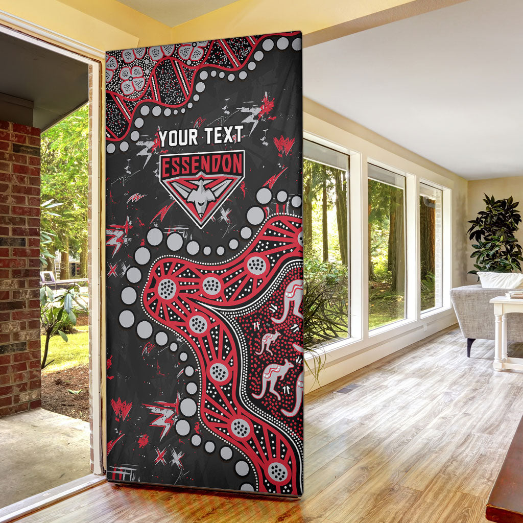 Personalized Essendon Bombers Door Cover Aboriginal Pattern with Graffiti Style