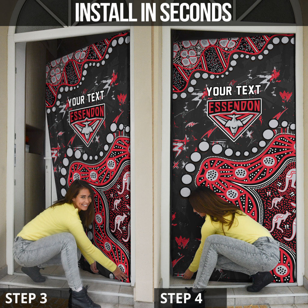 Personalized Essendon Bombers Door Cover Aboriginal Pattern with Graffiti Style