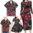 Personalized Essendon Bombers Family Matching Long Sleeve Bodycon Dress and Hawaiian Shirt Aboriginal Pattern with Graffiti Style