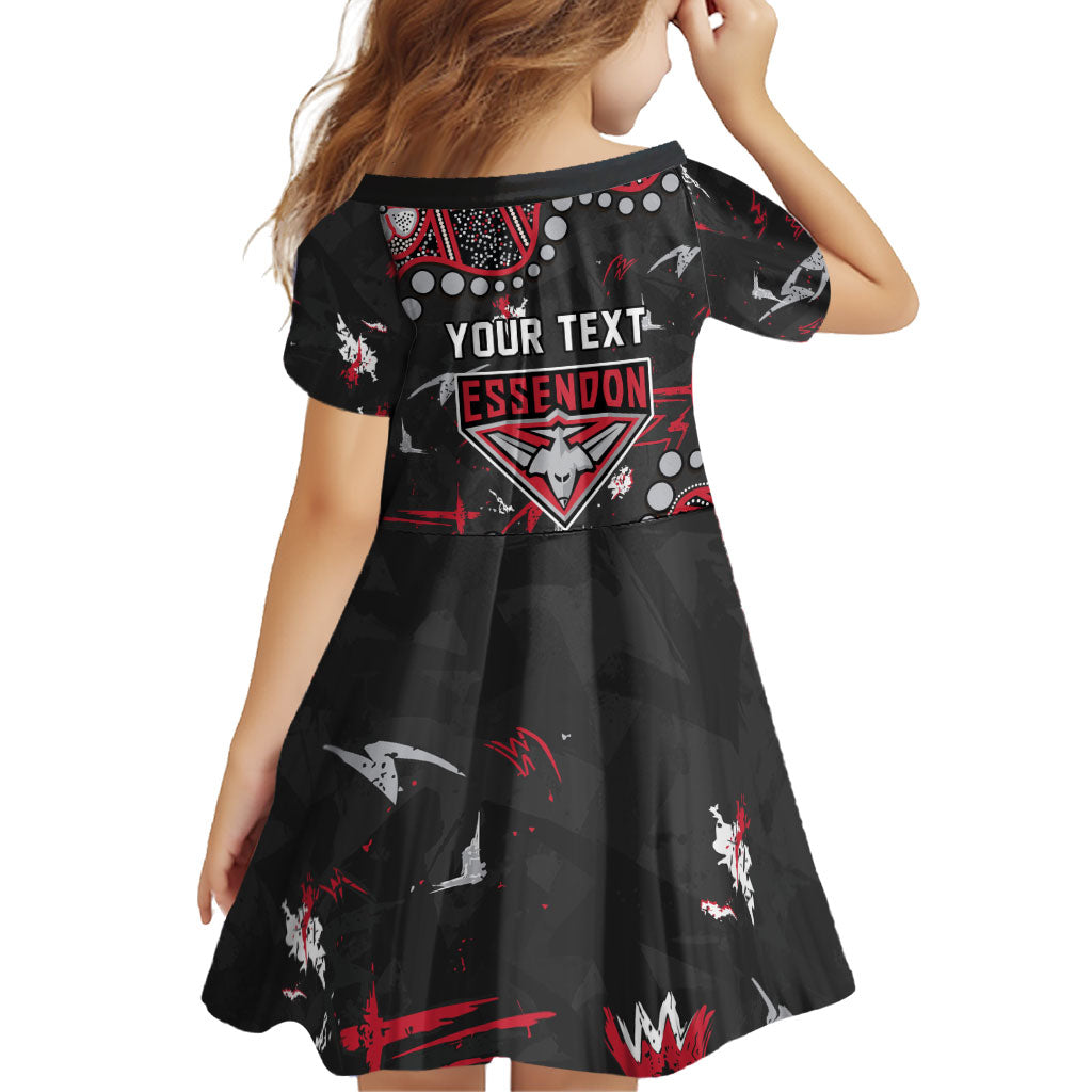 Personalized Essendon Bombers Family Matching Long Sleeve Bodycon Dress and Hawaiian Shirt Aboriginal Pattern with Graffiti Style