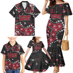 Personalized Essendon Bombers Family Matching Mermaid Dress and Hawaiian Shirt Aboriginal Pattern with Graffiti Style