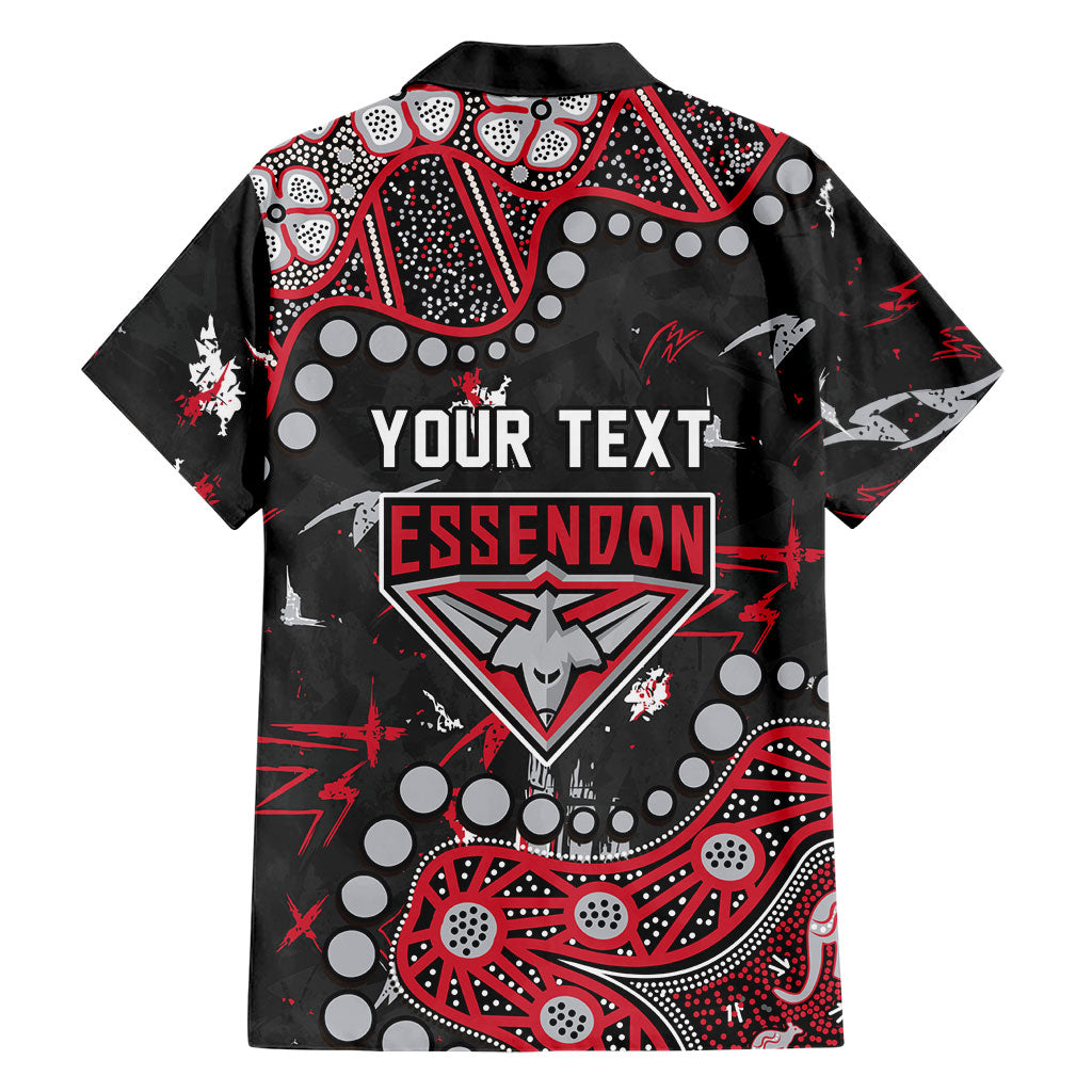 Personalized Essendon Bombers Family Matching Mermaid Dress and Hawaiian Shirt Aboriginal Pattern with Graffiti Style