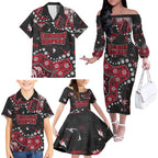 Personalized Essendon Bombers Family Matching Off The Shoulder Long Sleeve Dress and Hawaiian Shirt Aboriginal Pattern with Graffiti Style