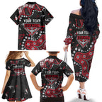 Personalized Essendon Bombers Family Matching Off The Shoulder Long Sleeve Dress and Hawaiian Shirt Aboriginal Pattern with Graffiti Style