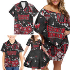 Personalized Essendon Bombers Family Matching Off Shoulder Short Dress and Hawaiian Shirt Aboriginal Pattern with Graffiti Style