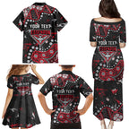 Personalized Essendon Bombers Family Matching Puletasi and Hawaiian Shirt Aboriginal Pattern with Graffiti Style