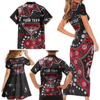 Personalized Essendon Bombers Family Matching Short Sleeve Bodycon Dress and Hawaiian Shirt Aboriginal Pattern with Graffiti Style