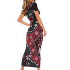 Personalized Essendon Bombers Family Matching Short Sleeve Bodycon Dress and Hawaiian Shirt Aboriginal Pattern with Graffiti Style