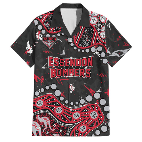 Personalized Essendon Bombers Family Matching Tank Maxi Dress and Hawaiian Shirt Aboriginal Pattern with Graffiti Style