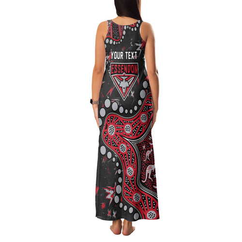 Personalized Essendon Bombers Family Matching Tank Maxi Dress and Hawaiian Shirt Aboriginal Pattern with Graffiti Style