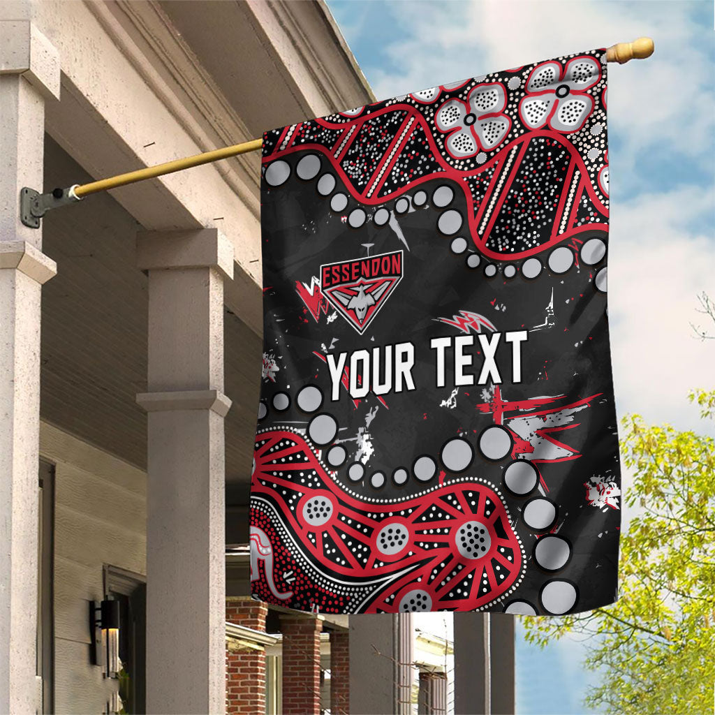 Personalized Essendon Bombers Garden Flag Aboriginal Pattern with Graffiti Style