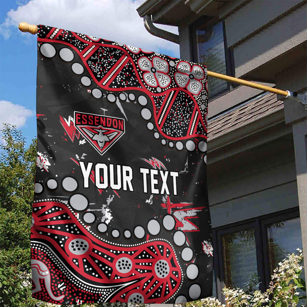 Personalized Essendon Bombers Garden Flag Aboriginal Pattern with Graffiti Style