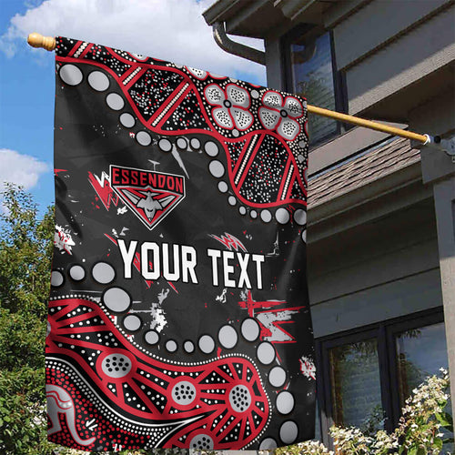Personalized Essendon Bombers Garden Flag Aboriginal Pattern with Graffiti Style