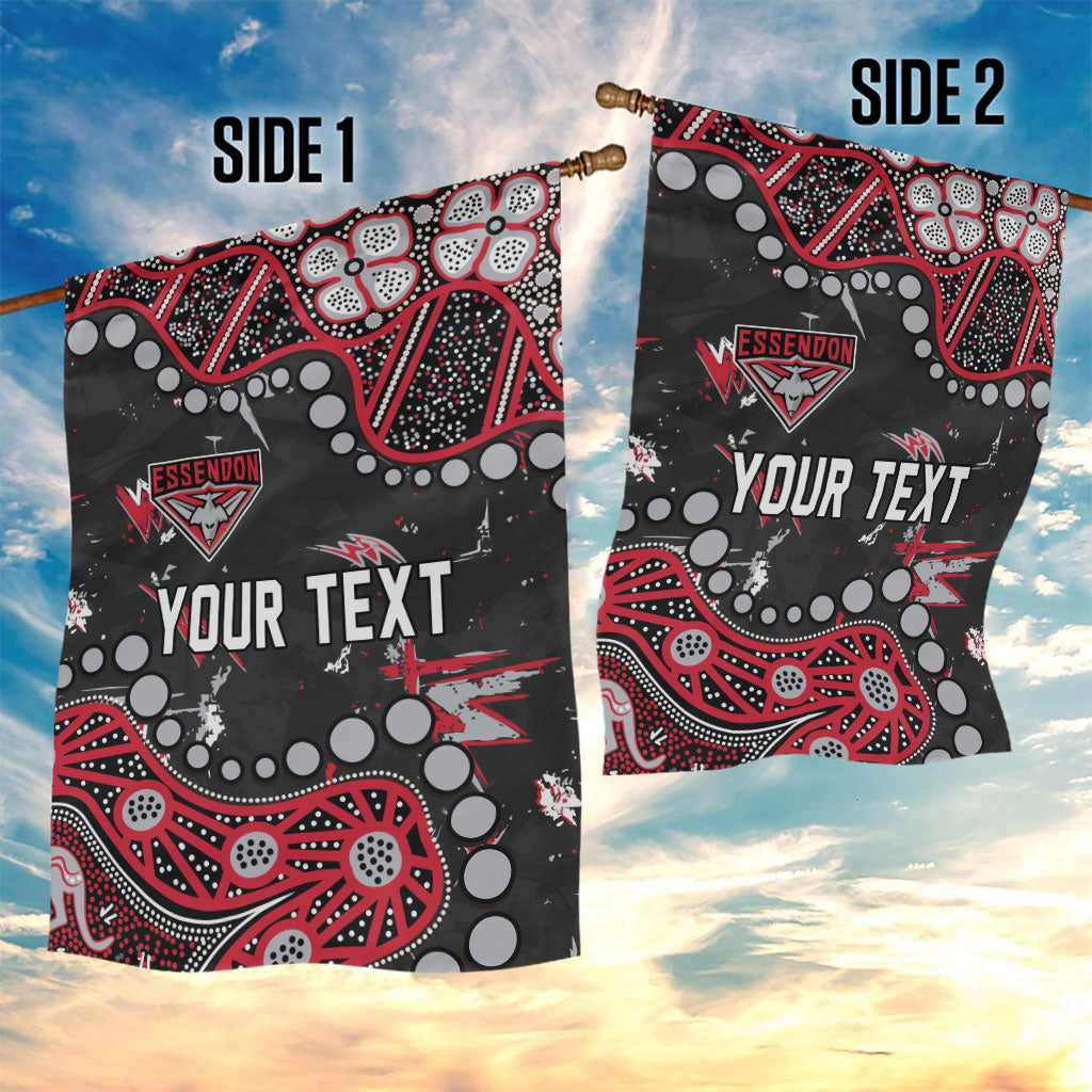 Personalized Essendon Bombers Garden Flag Aboriginal Pattern with Graffiti Style