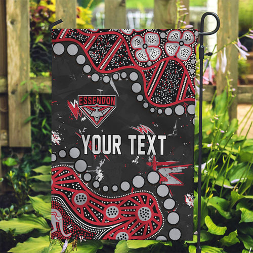 Personalized Essendon Bombers Garden Flag Aboriginal Pattern with Graffiti Style