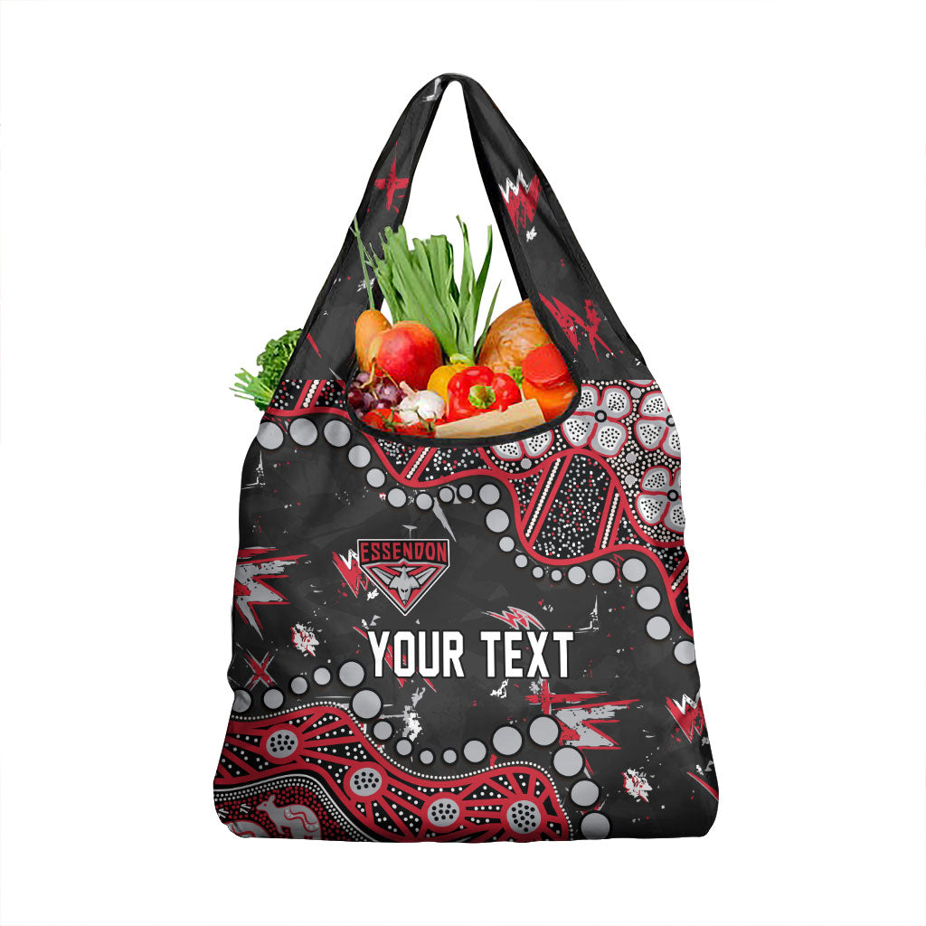 Personalized Essendon Bombers Grocery Bag Aboriginal Pattern with Graffiti Style