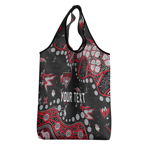 Personalized Essendon Bombers Grocery Bag Aboriginal Pattern with Graffiti Style