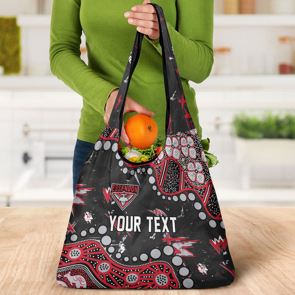 Personalized Essendon Bombers Grocery Bag Aboriginal Pattern with Graffiti Style