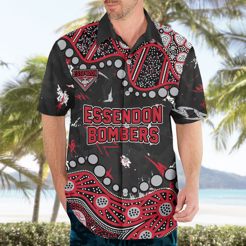 Personalized Essendon Bombers Hawaiian Shirt Aboriginal Pattern with Graffiti Style