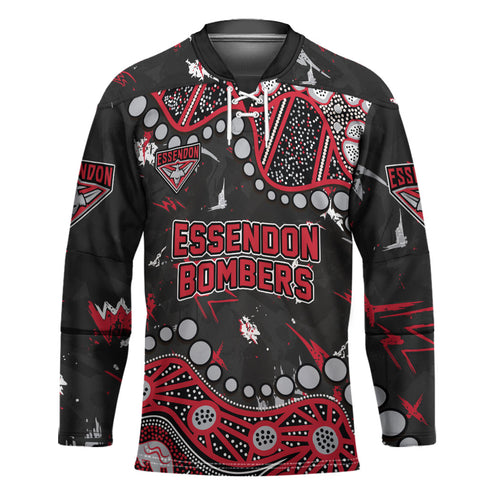 Personalized Essendon Bombers Hockey Jersey Aboriginal Pattern with Graffiti Style