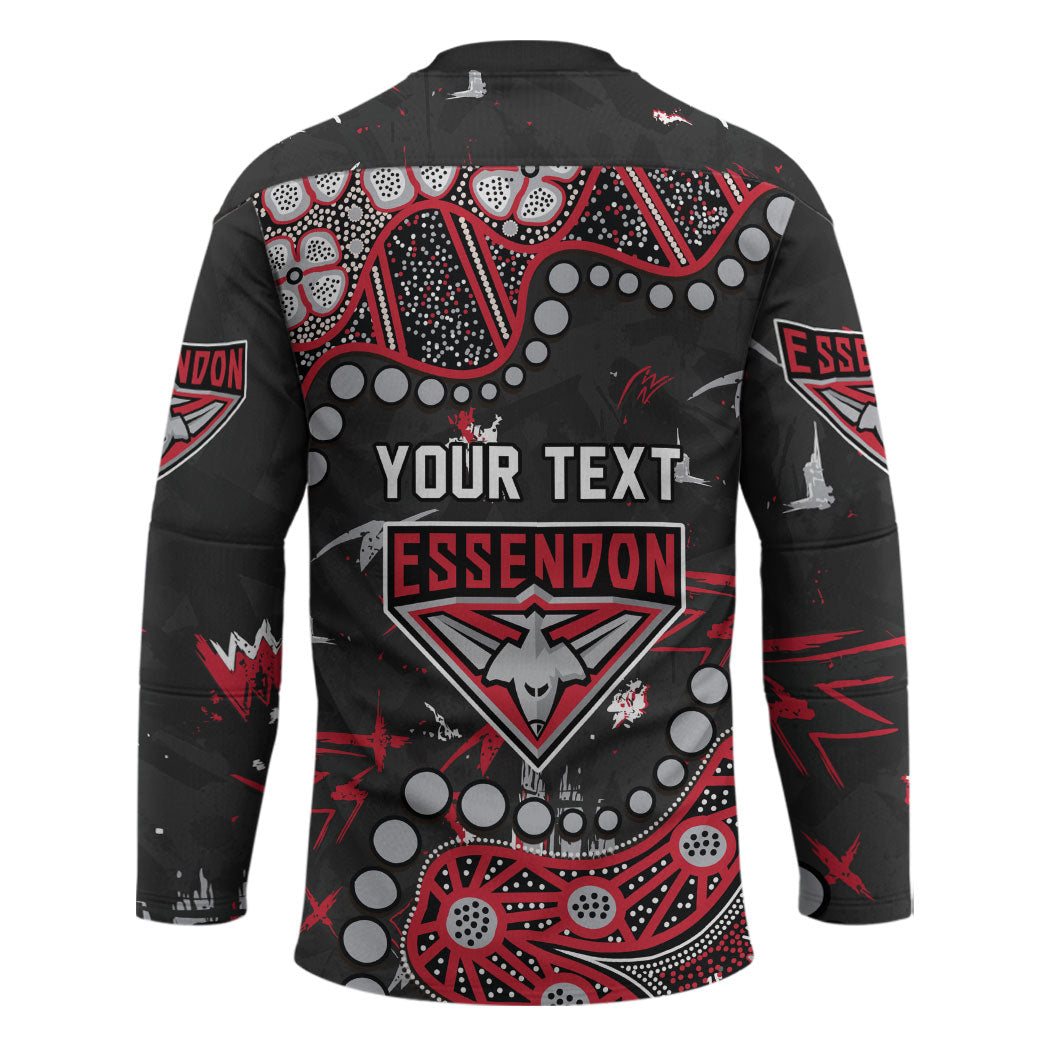 Personalized Essendon Bombers Hockey Jersey Aboriginal Pattern with Graffiti Style