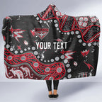 Personalized Essendon Bombers Hooded Blanket Aboriginal Pattern with Graffiti Style