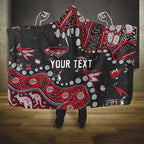 Personalized Essendon Bombers Hooded Blanket Aboriginal Pattern with Graffiti Style