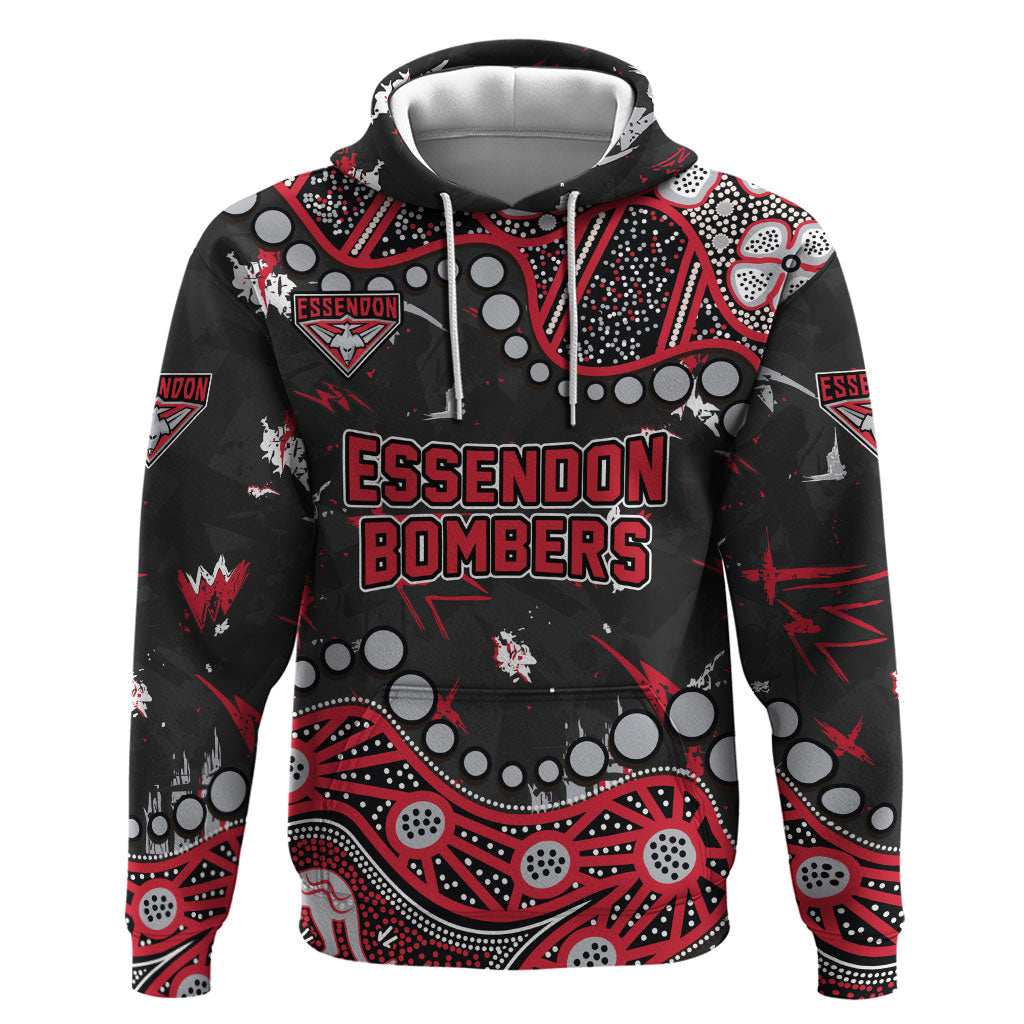 Personalized Essendon Bombers Hoodie Aboriginal Pattern with Graffiti Style