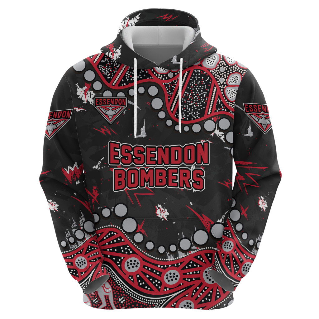 Personalized Essendon Bombers Hoodie Aboriginal Pattern with Graffiti Style