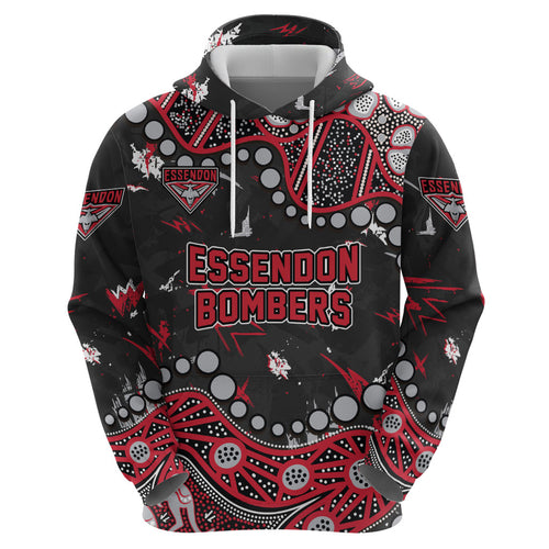Personalized Essendon Bombers Hoodie Aboriginal Pattern with Graffiti Style