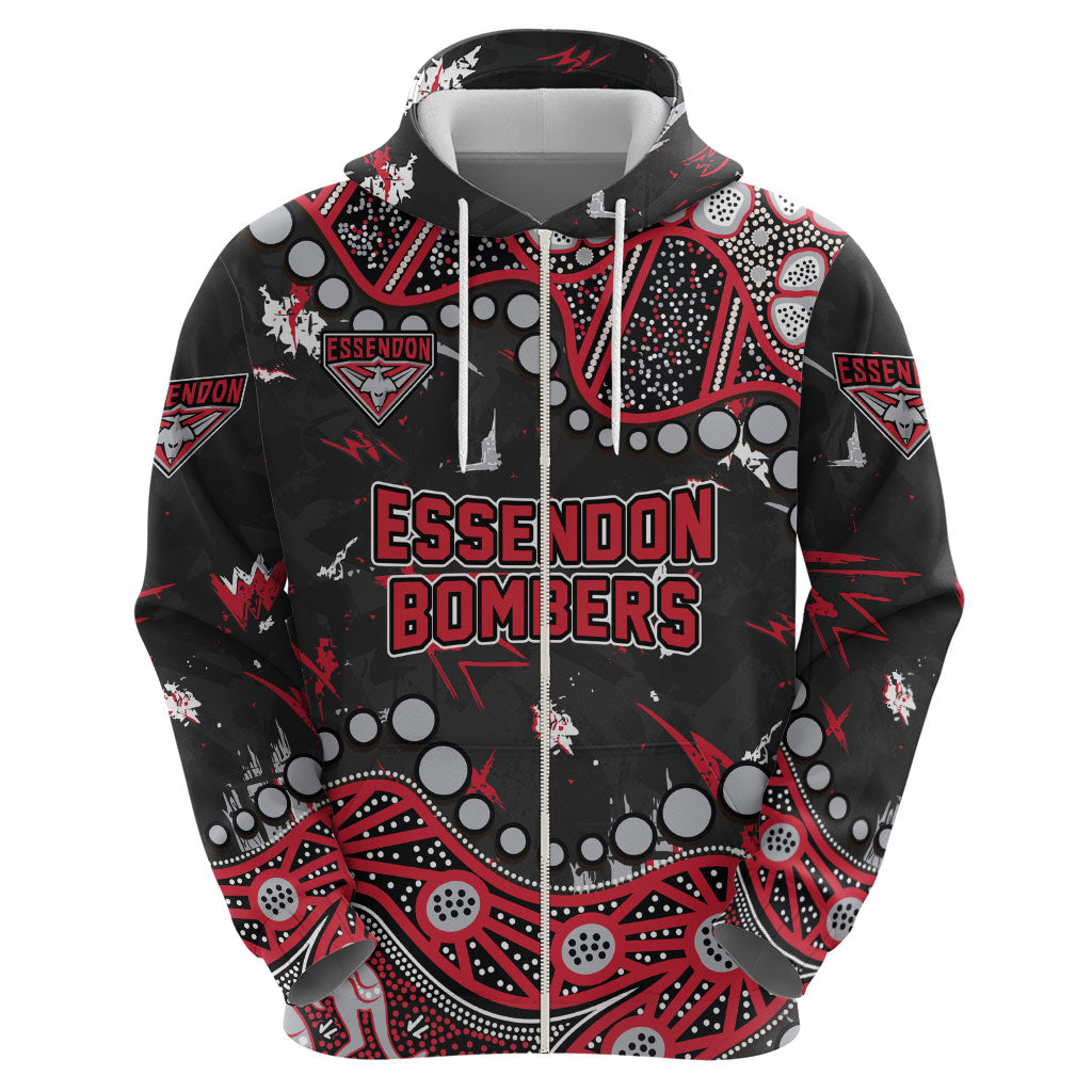 Personalized Essendon Bombers Hoodie Aboriginal Pattern with Graffiti Style