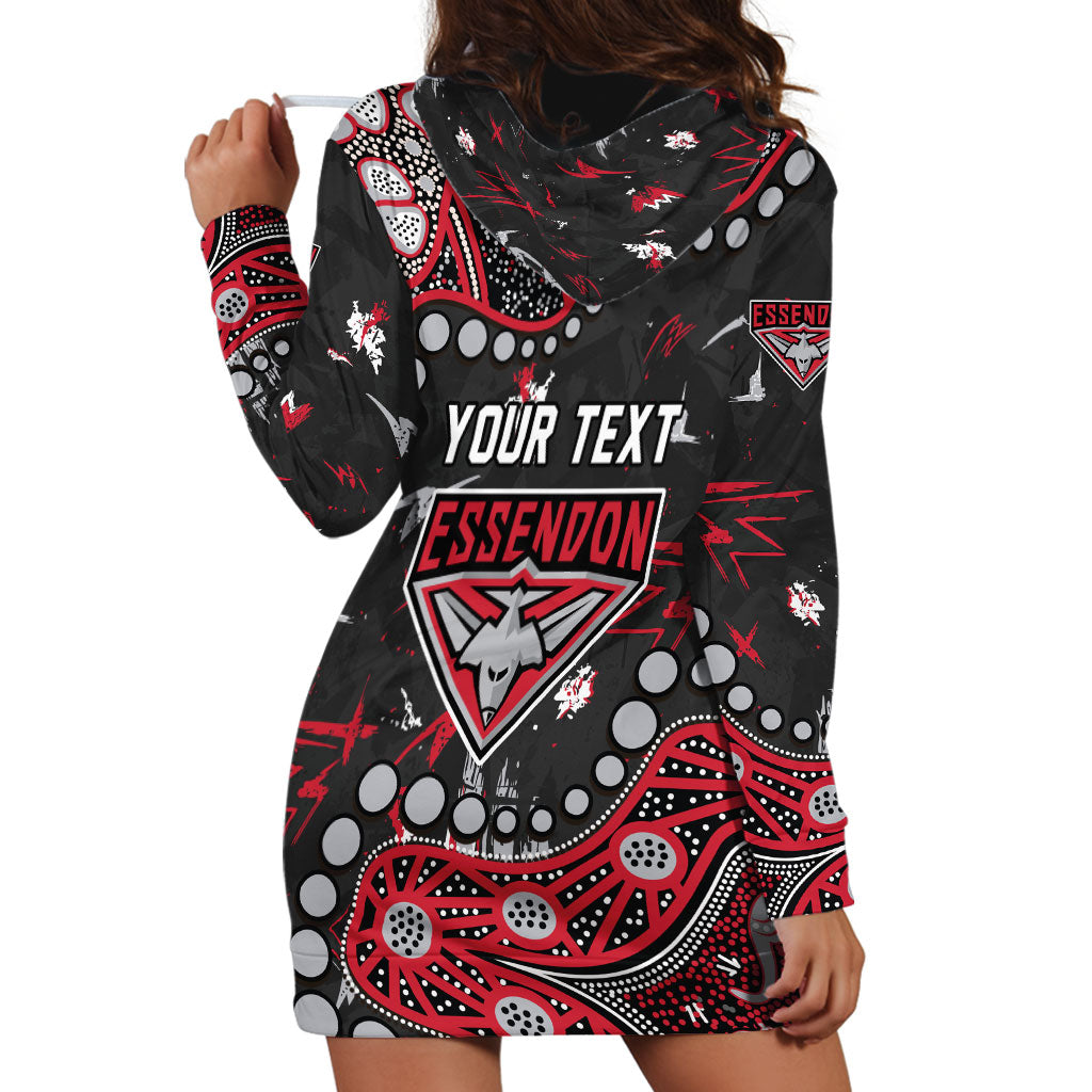 Personalized Essendon Bombers Hoodie Dress Aboriginal Pattern with Graffiti Style