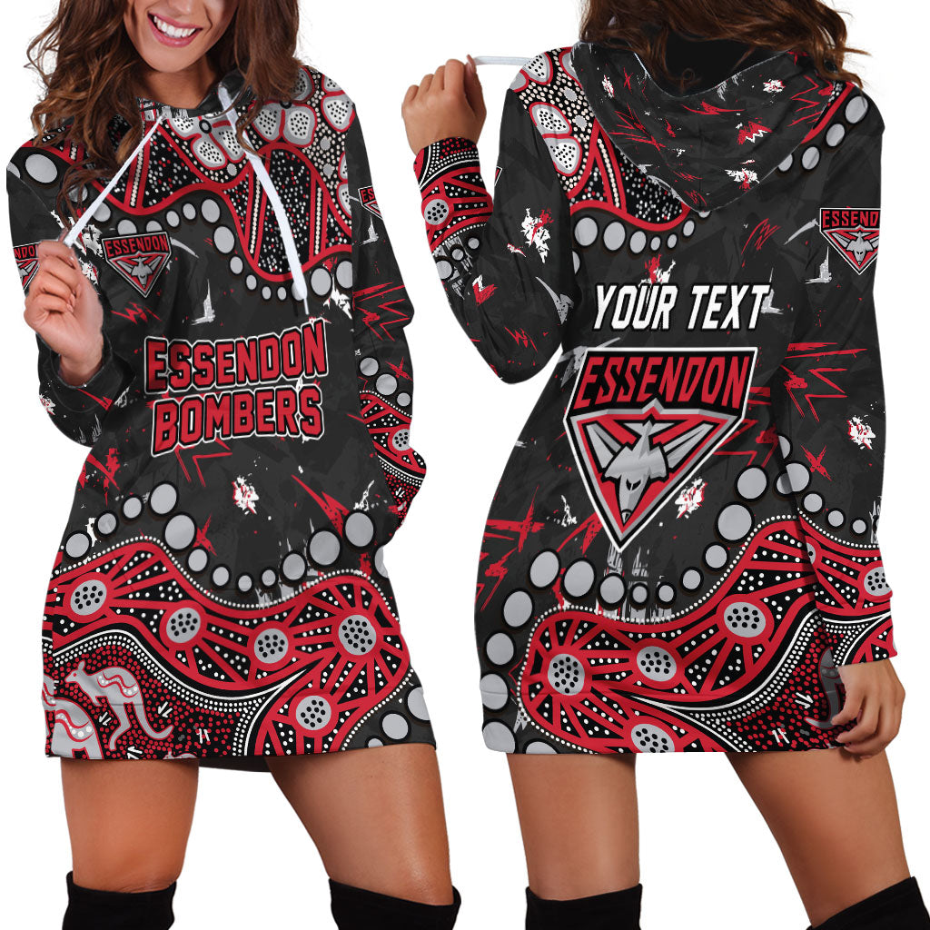 Personalized Essendon Bombers Hoodie Dress Aboriginal Pattern with Graffiti Style