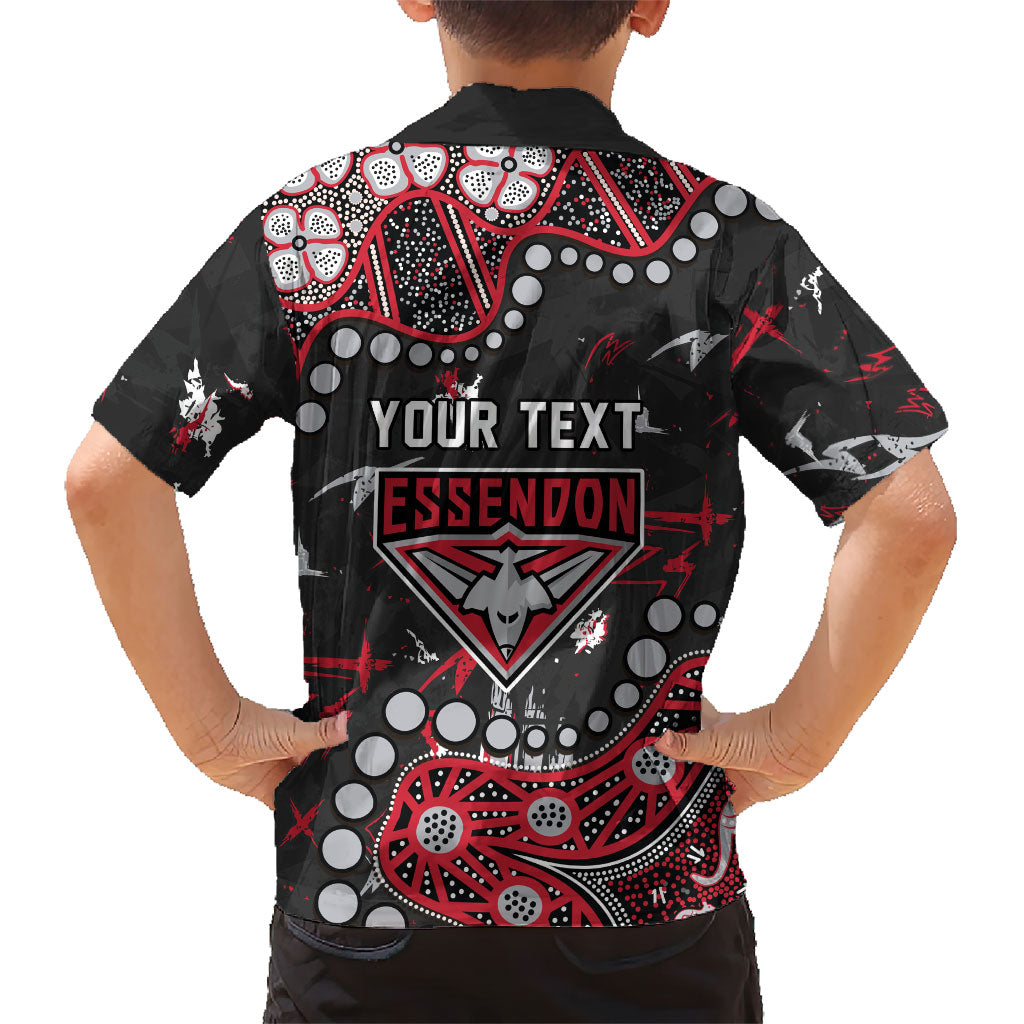 Personalized Essendon Bombers Kid Hawaiian Shirt Aboriginal Pattern with Graffiti Style