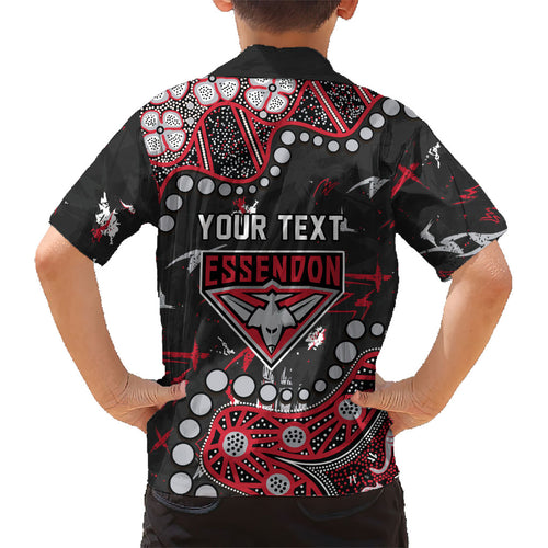 Personalized Essendon Bombers Kid Hawaiian Shirt Aboriginal Pattern with Graffiti Style