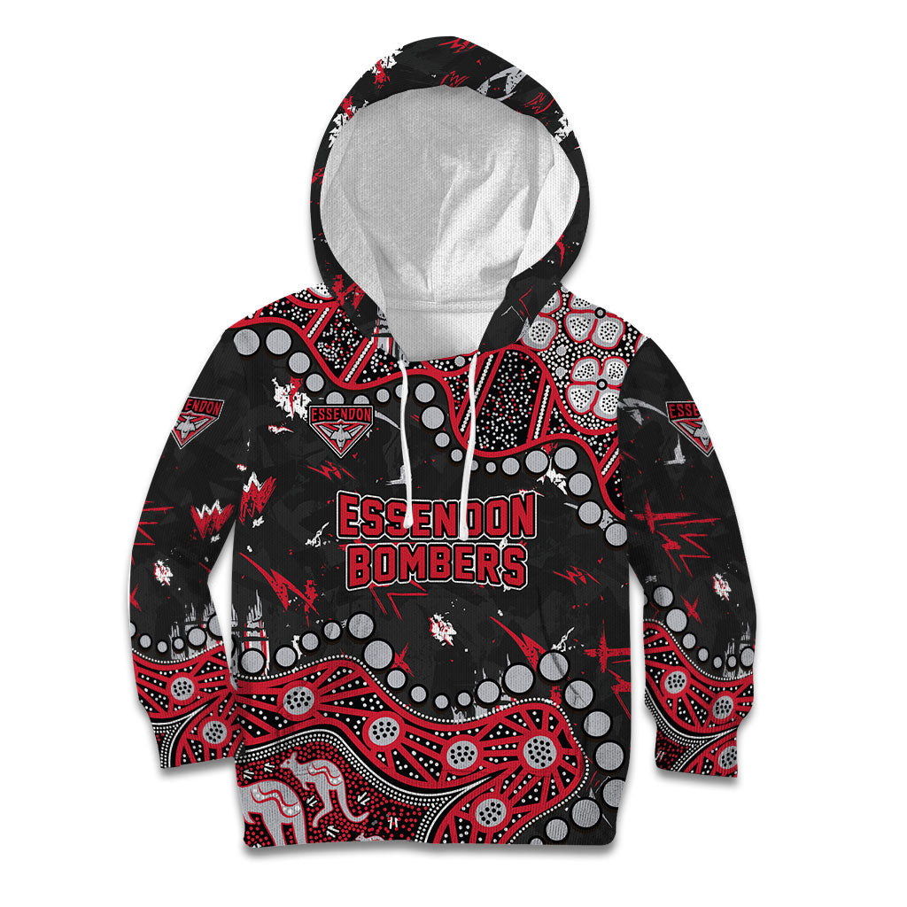 Personalized Essendon Bombers Kid Hoodie Aboriginal Pattern with Graffiti Style