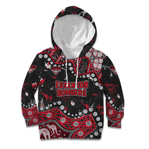 Personalized Essendon Bombers Kid Hoodie Aboriginal Pattern with Graffiti Style