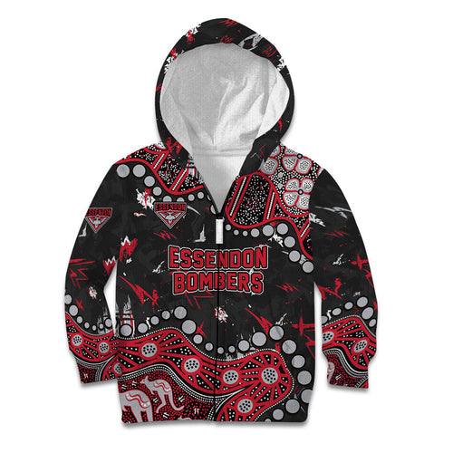 Personalized Essendon Bombers Kid Hoodie Aboriginal Pattern with Graffiti Style