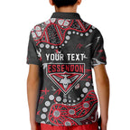 Personalized Essendon Bombers Kid Polo Shirt Aboriginal Pattern with Graffiti Style