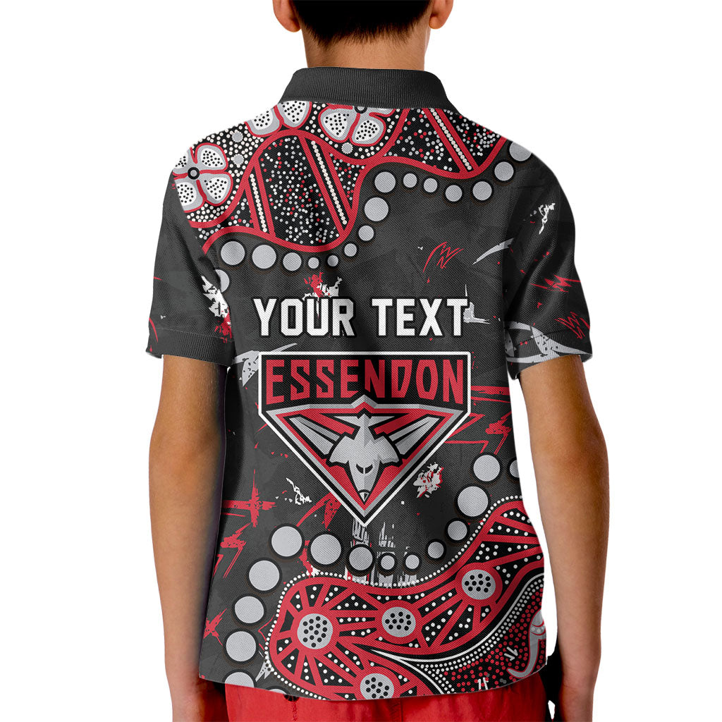 Personalized Essendon Bombers Kid Polo Shirt Aboriginal Pattern with Graffiti Style