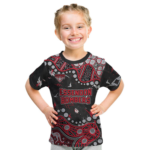 Personalized Essendon Bombers Kid T Shirt Aboriginal Pattern with Graffiti Style