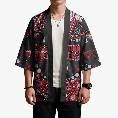 Personalized Essendon Bombers Kimono Aboriginal Pattern with Graffiti Style