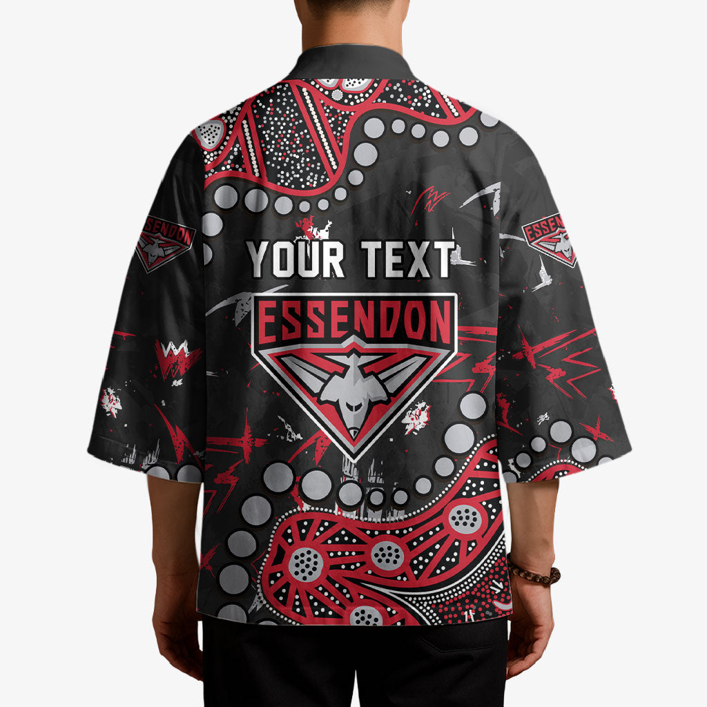Personalized Essendon Bombers Kimono Aboriginal Pattern with Graffiti Style