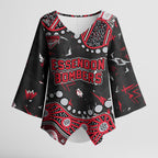Personalized Essendon Bombers Kimono Sleeve Blouse Aboriginal Pattern with Graffiti Style
