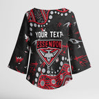 Personalized Essendon Bombers Kimono Sleeve Blouse Aboriginal Pattern with Graffiti Style