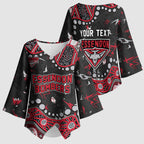 Personalized Essendon Bombers Kimono Sleeve Blouse Aboriginal Pattern with Graffiti Style