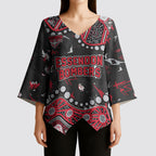 Personalized Essendon Bombers Kimono Sleeve Blouse Aboriginal Pattern with Graffiti Style