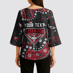 Personalized Essendon Bombers Kimono Sleeve Blouse Aboriginal Pattern with Graffiti Style